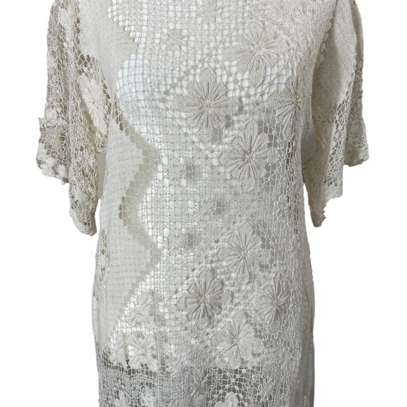 PLACE NATIONALE Antique French Cotton Crochet Lace Cover Up Midi Dress - Picture 8 of 10
